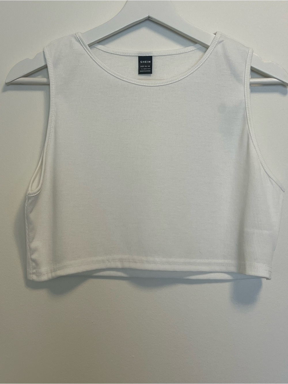 White Ribbed Sleeveless Crop Top